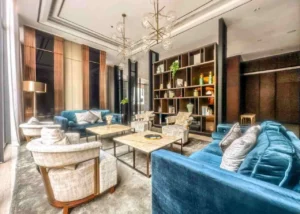 Lobby seating area at caspian tower grand sungkono apartment