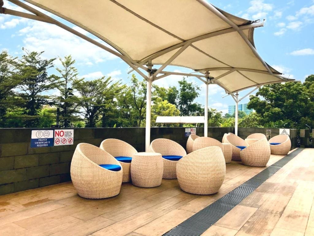 Seating area near the pool