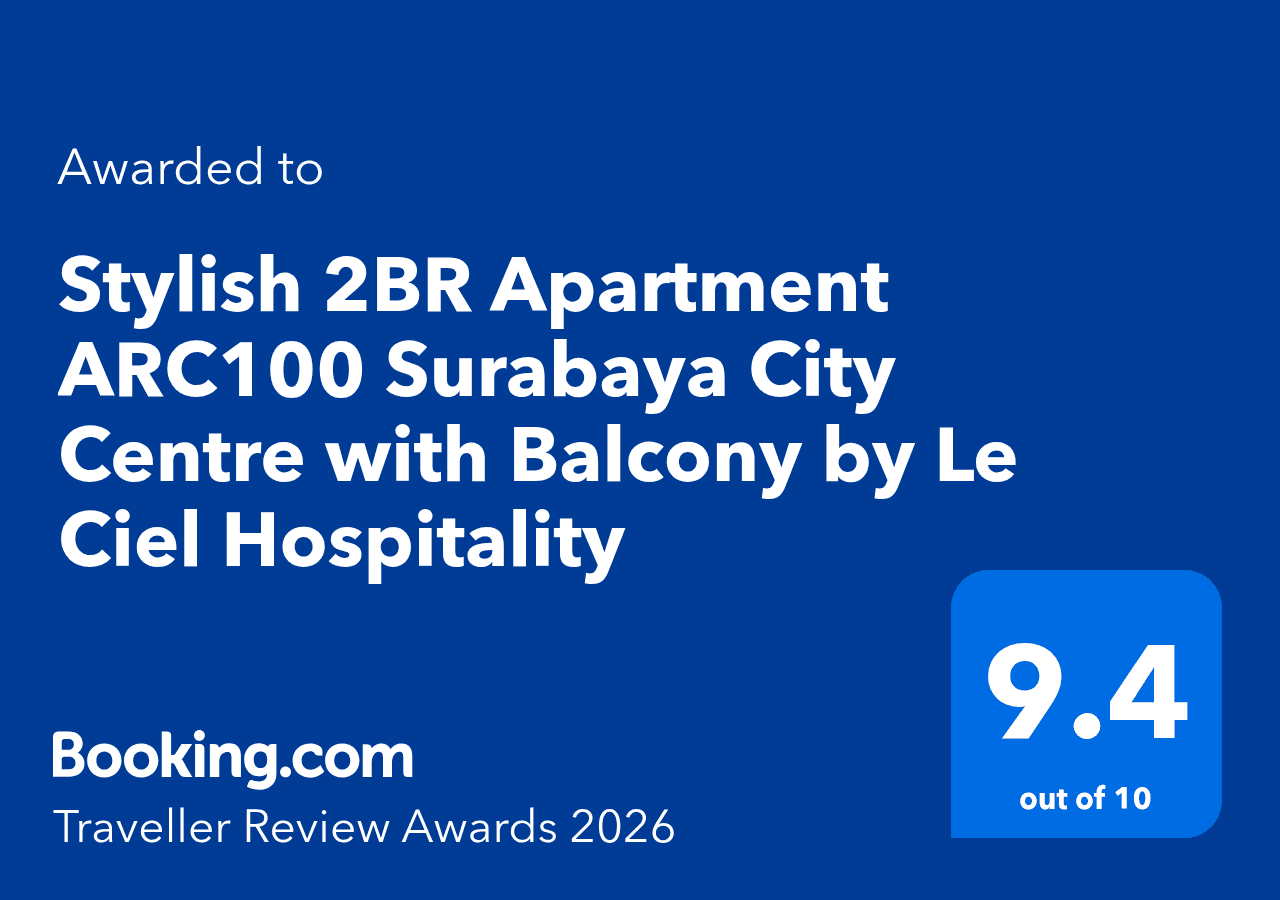 Booking.com Traveller Review Award 2026 for ARC100, rating 9.4 out of 10