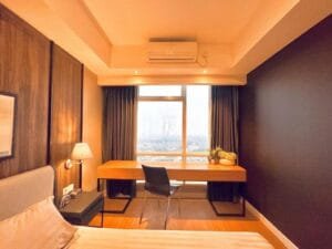 Bedroom desk and seating