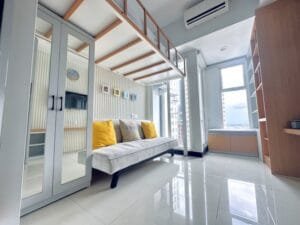 Interior of Urban Chic Studio at Amor Apartment, East Surabaya