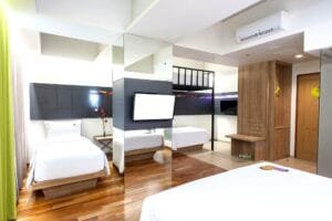 Bedroom view in a Love studio suite