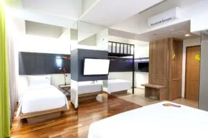 Bedroom view in a Love studio suite