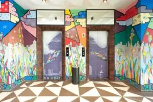 Lift lobby at MaxOne Dharmahusada