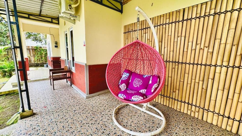 Porch seating area at Purisani house in Sleman