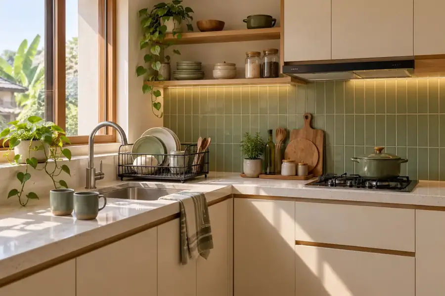 Design inspiration: Compact kitchen with clear worktops and warm task lighting